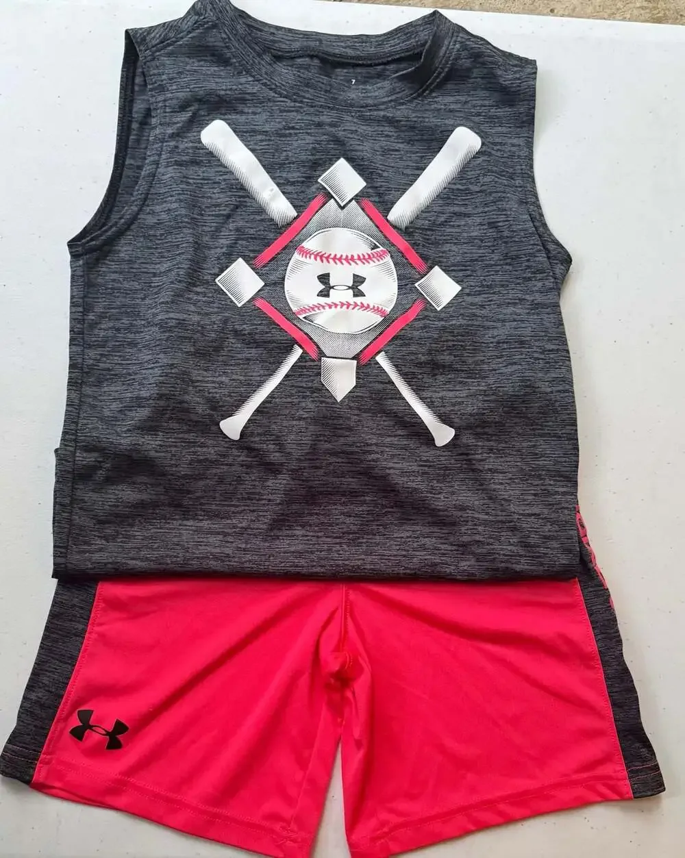 Under Armour Boys HeatGear Baseball Graphic Muscle Tank and Shorts 2-Piece Set